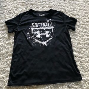 Black Under Armor shirt with a softball design